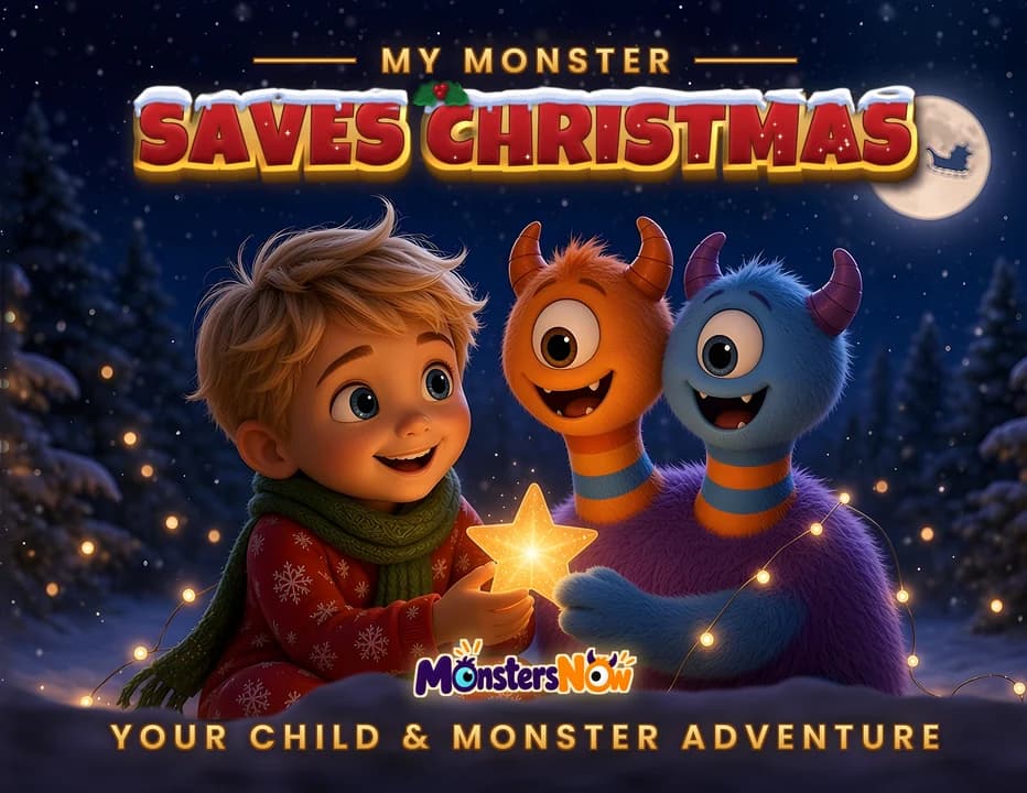 Cover of My Monster Saves Christmas, starring your child and their monster