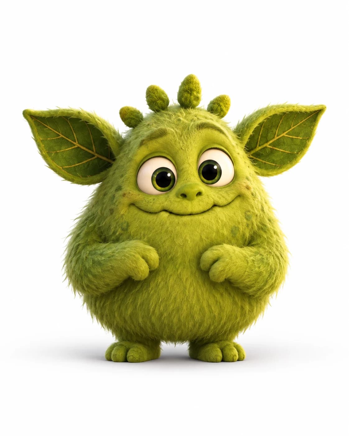 A small green leaf-eared MonstersNOW character